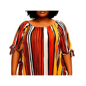 Absolutely! 1X Orange Stripe Women's Sleeve Maxi BOHO Dress Plus Size 14W 16W